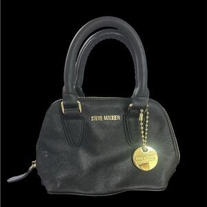 Small Y2K Style Steve Madden Black Satchel with Gold Accents